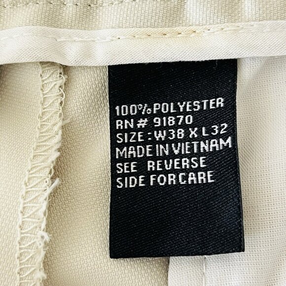 Pebble Beach Men's Performance Straight Flat Front Cream Pants Size 38x32 NWT - Picture 11 of 15